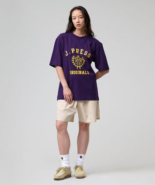 J.PRESS MEN 【J.PRESS ORIGINALS】【UNISEX】Cotton Jersey CRST Logo T-shirt パープル系