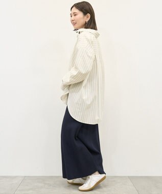 AMERICAN HOLIC 配色レギュラーカラーシャツ Stripe Beige