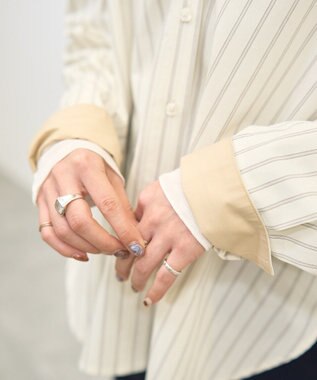 AMERICAN HOLIC 配色レギュラーカラーシャツ Stripe Beige