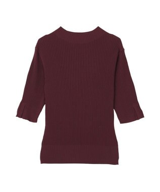 YECCA VECCA ハイネック5分袖リブニット Bordeaux