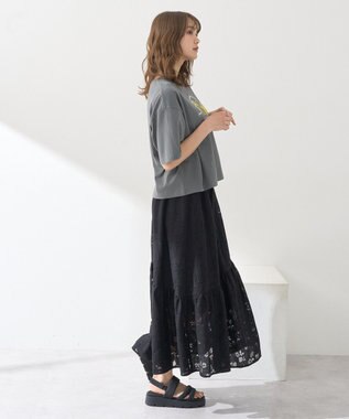 earth music&ecology 【接触冷感/洗濯機可】ＦＲＵＩＴＳ　ＤＥ　ＳＡＩＳＯＮショートＴ Charcoal Gray