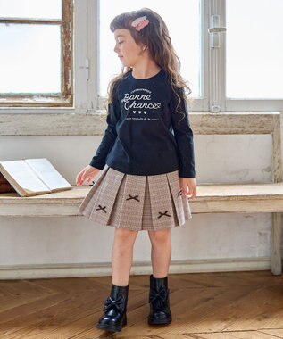 ANY KIDS 【WEB限定】7days プリント 長袖Tシャツ ブラック×ロゴ