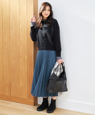 ANY ミラノリブジップニット ブラック