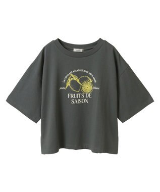 earth music&ecology 【接触冷感/洗濯機可】ＦＲＵＩＴＳ　ＤＥ　ＳＡＩＳＯＮショートＴ Charcoal Gray
