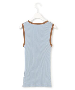 ICB 【洗える】オーガニックリブタンク カットソー サックスグレー×ブラウン系7