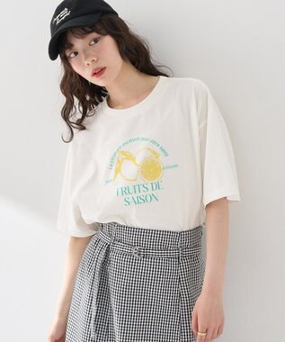 earth music&ecology 【接触冷感/洗濯機可】ＦＲＵＩＴＳ　ＤＥ　ＳＡＩＳＯＮショートＴ Off White