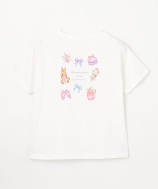ANY KIDS 【綿100%】バックプリント オーバーサイズTシャツ オフホワイト×ウサギ