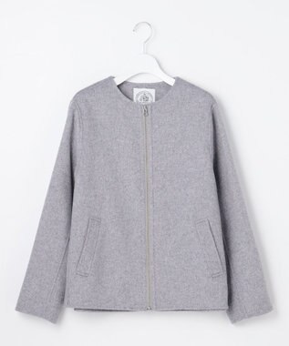 J.PRESS LADIES L ウールナイロンリバー ノーカラー コート ライトグレー系