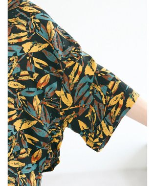 CRAFT STANDARD BOUTIQUE レーヨン柄プリントワイドシャツ Mustard