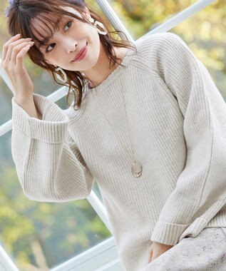 Tiaclasse L 【洗える】リラックス感のあるラグランスリーブニット エクリュ