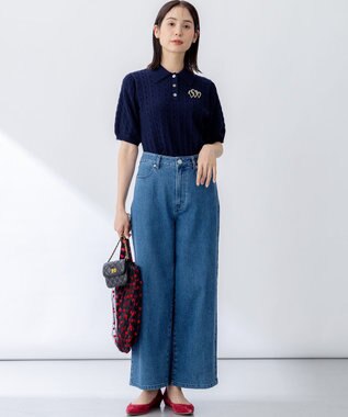 組曲 L ポロ襟 ニットプルオーバー ネイビー系