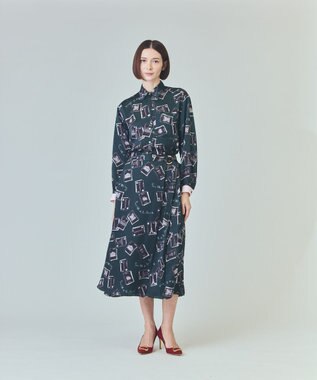 GRACE CONTINENTAL トランププリントブラウス ブラック