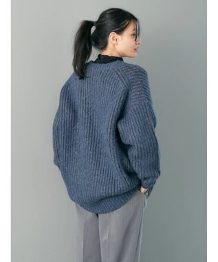 AMERICAN HOLIC バイカラー片畦ニットチュニック Navy