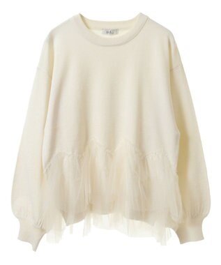 earth music&ecology チュールヘムニットプルオーバー Ivory