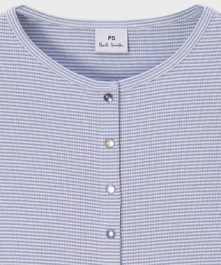 Paul Smith ボーダー ハーフスリーブ カーディガン グレイッシュブルー