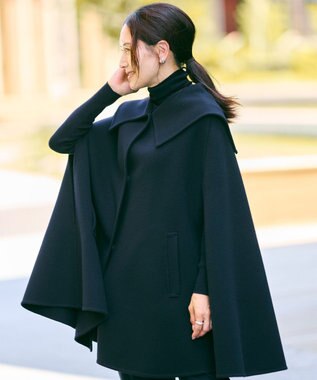 #Newans セーラーカラーダブルフェイスケープコート ネイビー