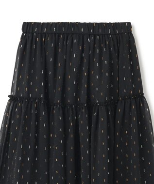 UNFILO ラメリンクルシフォン スカート ブラック