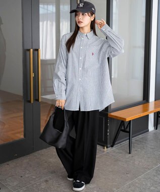 WEGO 【25年秋新色登場★】U.S. POLO ASSN.別注ロングスリーブシャツ ブルーストライプ