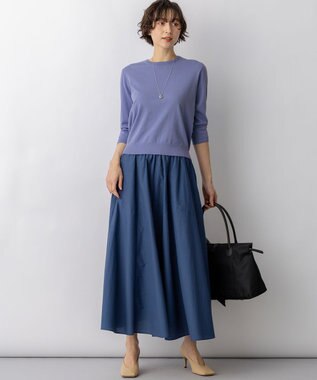 23区 L 【先行予約】プレミアムビオコットン クルーネック ニット ブルー系