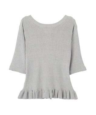 Green Parks フリルニットカーディガン Gray Mixture