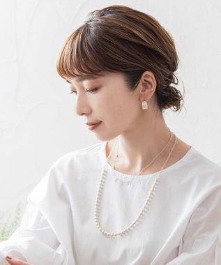 Pisceans コットンパール&フィガロチェーンネックレス マットシルバー