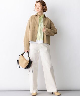 23区 VIOLAd'ORO ラフィアシート レザーコンビ ワンハンドルバッグ ベージュ系