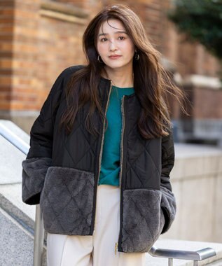 soeur7 異素材キルティングドッキング ファー ブルゾン soeur7 異素材キルティングドッキング ファー ブルゾン