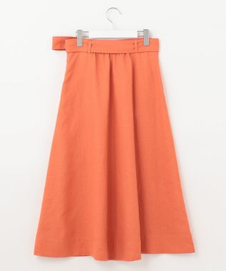 自由区 【接触冷感/セットアップ着用可】トリアセテートツイル フレアスカート オレンジ系