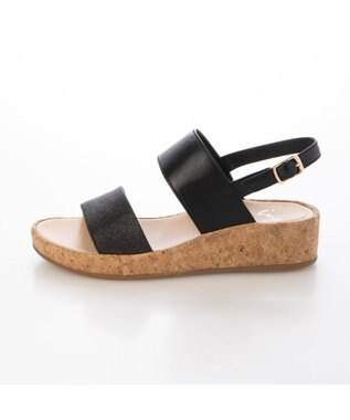 ing <ing>ダブルベルトウエッジサンダル ブラックカタオシ