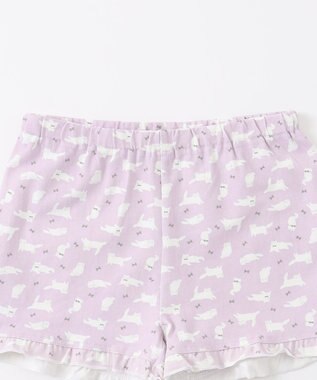 ANY KIDS 無地/総柄 1分丈スパッツ ラベンダー（ねこ）