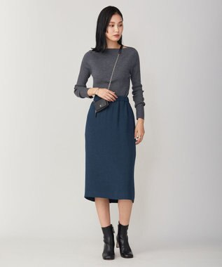 ICB 【洗える】エクストラファインメリノリブ ボートネックニット ミディアムグレー系