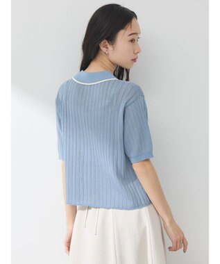 earth music&ecology ラインポロニットカーディガン Sax