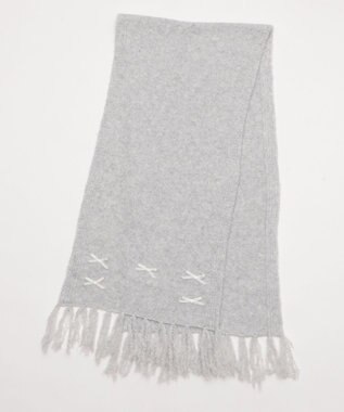 WEGO ベロアリボンニットストール ライトグレー