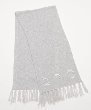 WEGO ベロアリボンニットストール ライトグレー