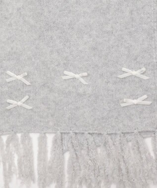 WEGO ベロアリボンニットストール ライトグレー