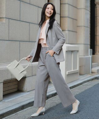 ANY SIS 褒めらレディストレッチ ワイドパンツ グレーシャンブレー