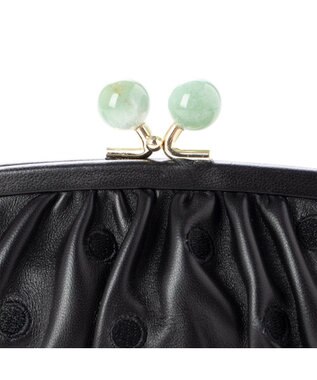 UNBILLION perche ジェムストーンがま口長財布 ブラックドット