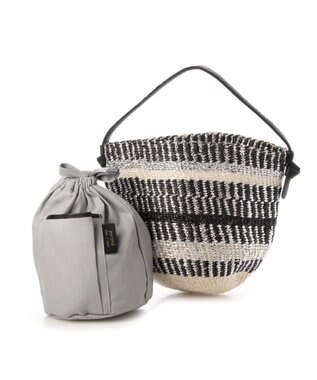 UNBILLION perche プラスティックサイザル×姫路レザー手提げトートバッグ ブラック