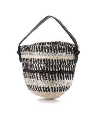 UNBILLION perche プラスティックサイザル×姫路レザー手提げトートバッグ ブラック