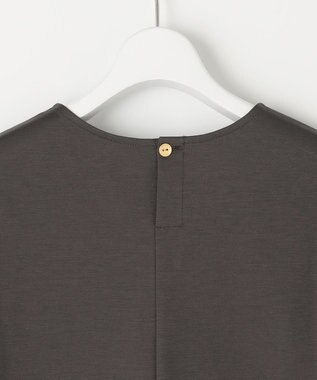 自由区 【洗える・XSサイズあり】シアーコンビパフスリーブ カットソー ダークブラウン系