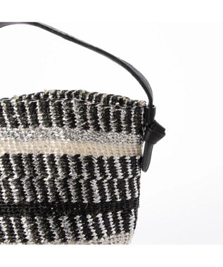 UNBILLION perche プラスティックサイザル×姫路レザー手提げトートバッグ ブラック