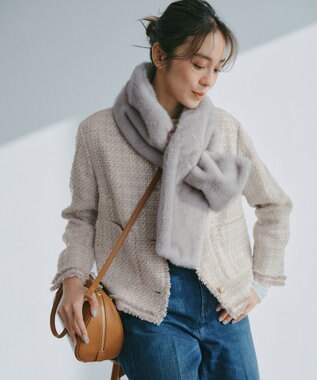 23区 フェイクファー ティペット ライトグレー系