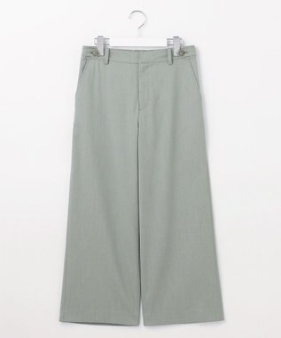 J.PRESS LADIES L 【洗える】シャークスキン セミワイド パンツ スモーキーグリーン系