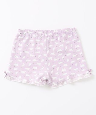ANY KIDS 無地/総柄 1分丈スパッツ ラベンダー（ねこ）