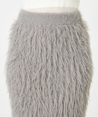 NAVE 【ReNAVE・洗える】メルティーシャギーニット スカート ライトグレー系