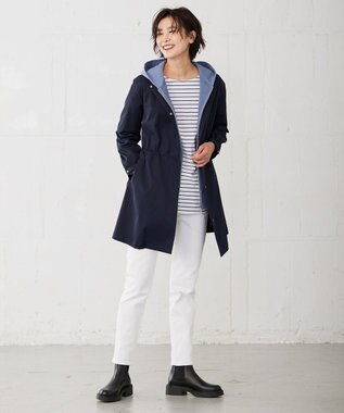 J.PRESS LADIES S ベーシックジャージー ボーダー ロングＴシャツ カットソー ホワイト系1