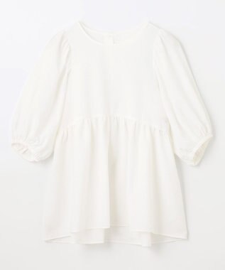 ANY 【WEB限定/洗濯機可】サッカーギャザーペプラムブラウス ホワイト