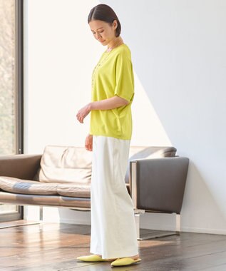 自由区 【好評につき新色追加・9色展開・洗える・XSサイズあり】クレープストレッチドルマン ニット イエロー系