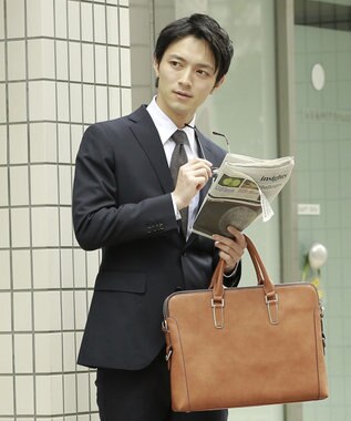 UNBILLION Otias アンティーク仕上げ合皮ブリーフバッグ キャメル