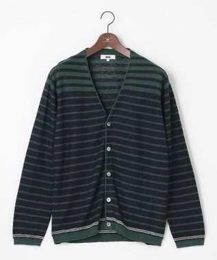 JOSEPH ABBOUD 【洗える】フランドルリネンボーダーカーディガン グリーン系2